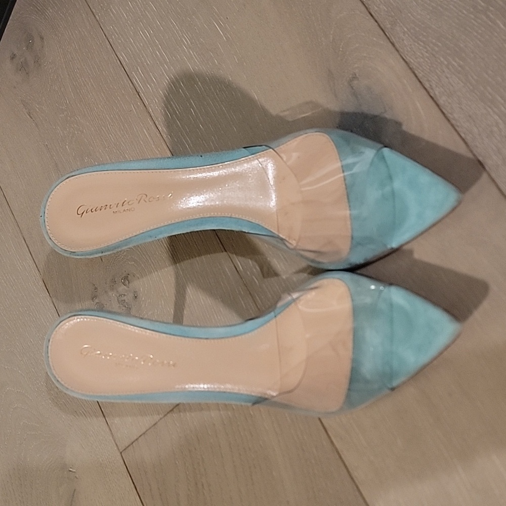 Gianvito Rossi Blue and Clear Sandals